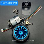 JGB37-520 Encoder Motor Set Kit 6mm Shaft with Mounting Bracket มอเตอร์เกียร์ DC 12V ความเร็วรอบ 1000 RPM