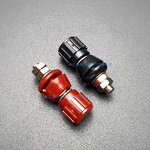 (1คู่) JS-107ขั้วต่อขนาด M5 (JIEXIANZHU) ฝาครอบเบกาไลต์+เกลียวทองแดง น๊อตวัสดุเหล็กชุบนิกเกิล สำหรับเครืองเชื่อม อินเวอร์เตอร์ แบตเตอรี่