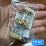 Resistor 330R Ohm 1/2W 5% แพ็คละ 50 ตัว