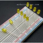 Yellow LED 5mm ชุด 10 หลอด ขายาว ขนาด 28mm สีเหลือง