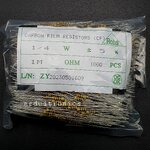 Resistor 1M Ohm (1/4 W +-5%) แพ็คละ 1000 ตัว