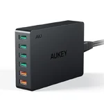 AUKEY 50W/10A 6 Ports USB Wall Charger (port 1-4 USB) (port 5,6 - Quick Charge)