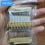 Resistor 10K Ohm 1/2W 5% แพ็คละ 50 ตัว