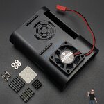 Raspberry Pi 4B Shell Case Box Black กล่อง เคส Raspberry Pi 4 สีดำ พร้อมพัดลมระบายความร้อน