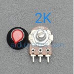 ตัวต้านทานปรับค่าได้พร้อมจุกหมุน 2K Ohm (พร้อมแหวนรอง)