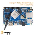 Orange Pi 4 LTS 4GB DDR4 RAM with 16GB eMMC RK3399 Wifi BT5.0 (supports Android, Ubuntu and Debian OS) - Orange Pi
