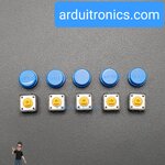 B3F Switch with Blue Round Switch Cap สวิตช์กดติดปล่อยดับพร้อมฝาครอบกลมสีน้ำเงิน ขนาด 12x12mm แพค 5 ตัว