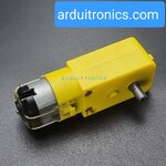 Metal Gear Motor (เฟืองโลหะ 100%) - อัตราทด 1:90 ความเร็วรอบ 96 rpm แกนข้างเดียว กรอบสีเหลือง