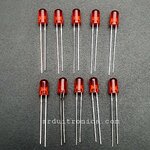 Red LED 5mm ชุด 10 หลอด ขายาว ขนาด 28mm สีแดง