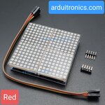 [สีแดง] LED Matrix Driver MAX7219 IC Driver Module + LED Dot Matrix 8x8 ขนาด 32mm x 32mm 4 ชุด (2 x 2)