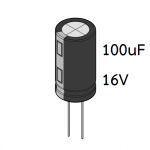 ตัวเก็บประจุ 100uF 16V ขนาด 5x11mm (pack ละ 10 ตัว)