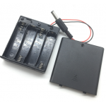 Battery Box รางถ่าน 4 ก้อน AA 6V (ก้อนละ 1.5V) 1 ด้าน แบบมีฝาปิด และมีสวิทช์เปิดปิด พร้อมหัว Jack