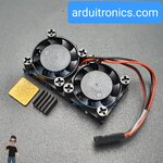 Dual Fan with built-in Dual Heat Sink Base for Raspberry Pi 4B/3B+/3B (แถม Heat Sink เล็กเพิ่มอีก 2 ชิ้น)
