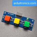 โมดูลสวิตช์กดติด/ปล่อยดับ 3 ปุ่ม 3 สี + LED สำหรับ Arduino (ปุ่มสี่เหลี่ยม)