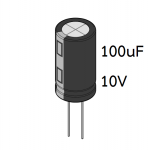 ตัวเก็บประจุ 100uF 10V ขนาด 5x7mm (pack ละ 10 ตัว)