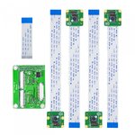 Arducam Multi Camera Adapter Bundle Kits compatible for Modified Official Raspberry Pi V2 ( 1pcs Multiple Adapter V2.1 and 4pcs modified V2 camera modules)