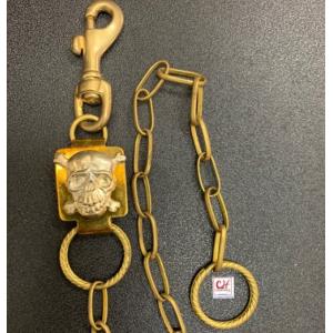 พวงกุญแจทองเหลือง โซ่คล้องกระเป๋าสตางค์ กะโหลกผี เกี่ยวหูกางเกง ใช้เป็นเครื่องประดับแฟชั่น ทอง