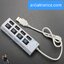 4 Ports USB Hub High-speed USB2.0 Individual LED Power Switches ( White )
