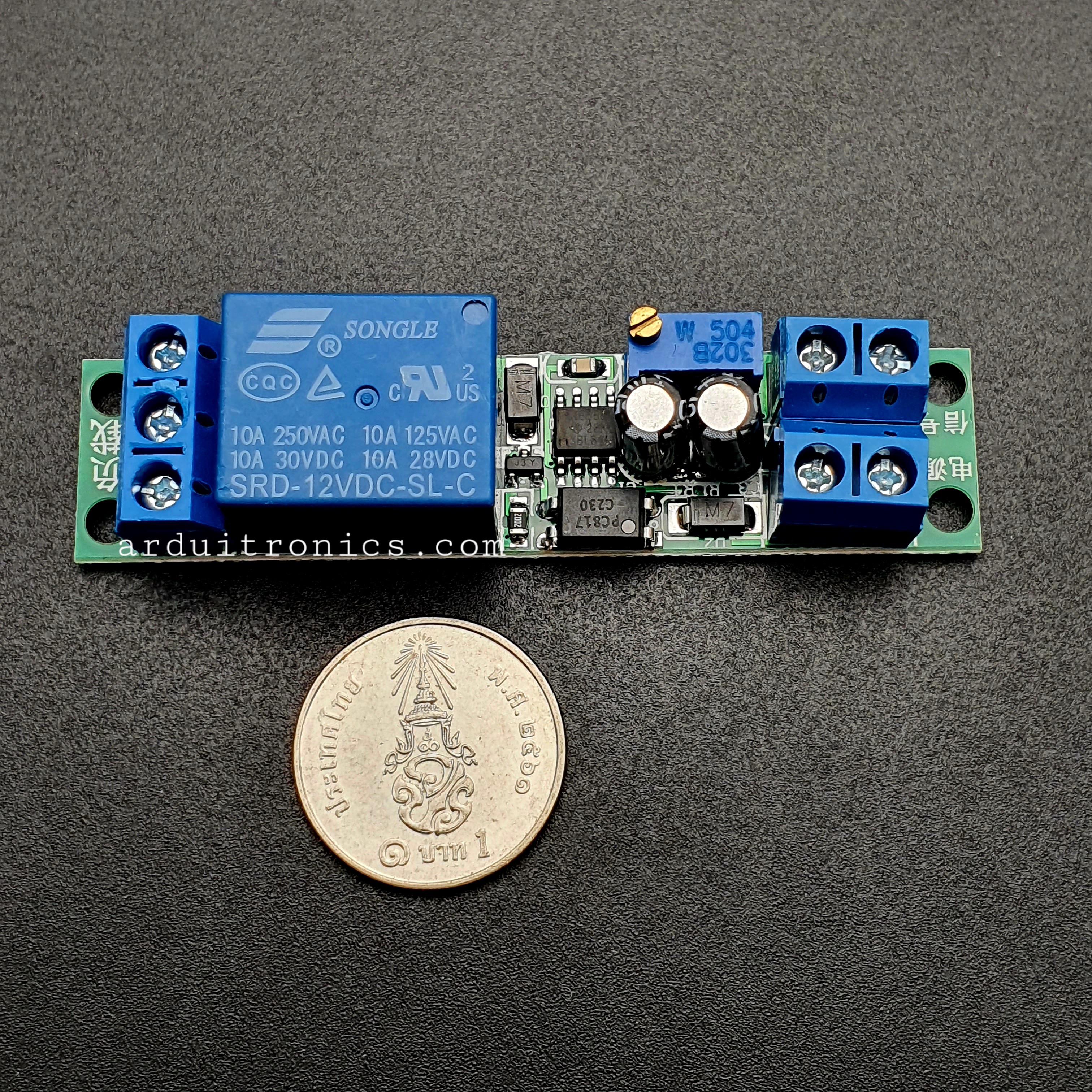 รีเลย์ หน่วงเวลา เปิด 12V Time Delay Relay Module 1-25 วินาที Fixed DC 12V (PCB เขียว)