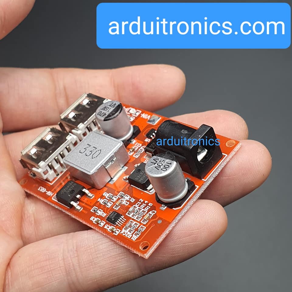Hight Quality LM2596S Dual Port USB Step Down Module โมดูลแปลงไฟแบบปรับค่าได้จาก 6-36V เป็น 5V กระแสสูงสุด 3A