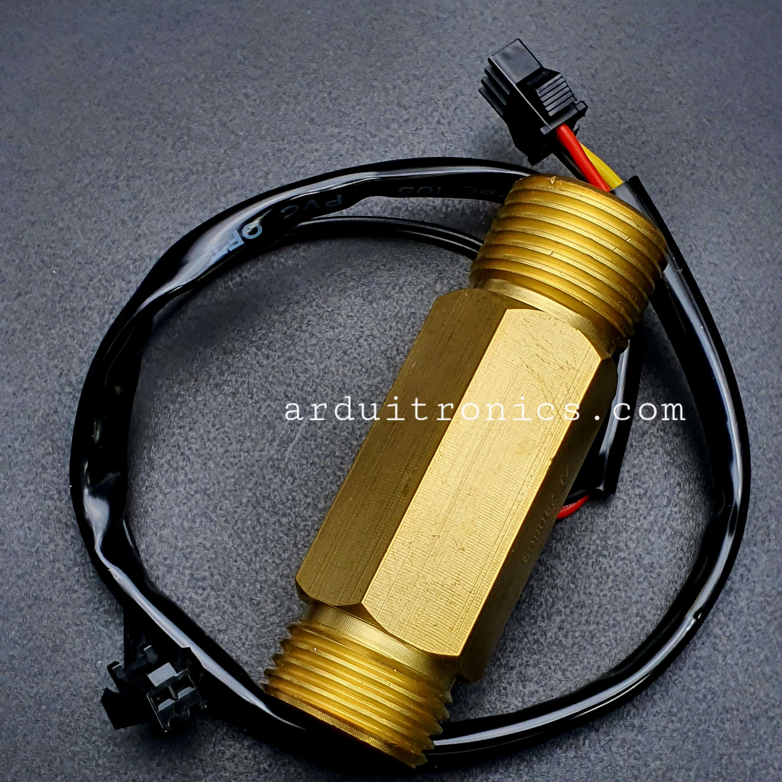 B7 เซ็นเซอร์วัดอัตราการไหลของน้ำ ทองแหลือง 1/2นิ้ว 4หุน Water Flow sensor 1-25L/min Size 66 mm With Temperature Probe