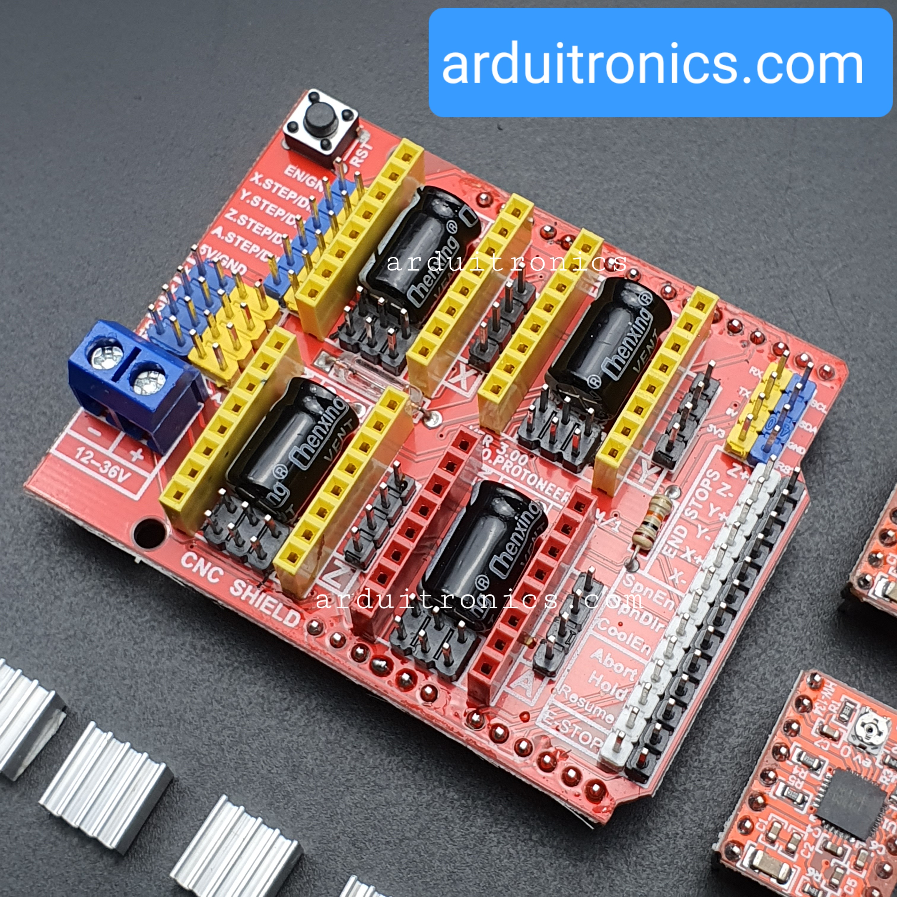 CNC Shield V3 for Arduino Kit (CNC Shield + 4 x Motor Drives with Heat Sink)