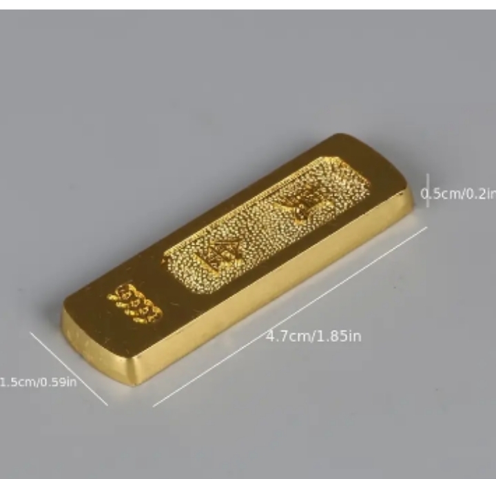 2ชิ้น แท่งทองมงคล โลหะผสมชุบ เสริมฮวงจุ้ย ขนาด 1.5 x 4.7cm