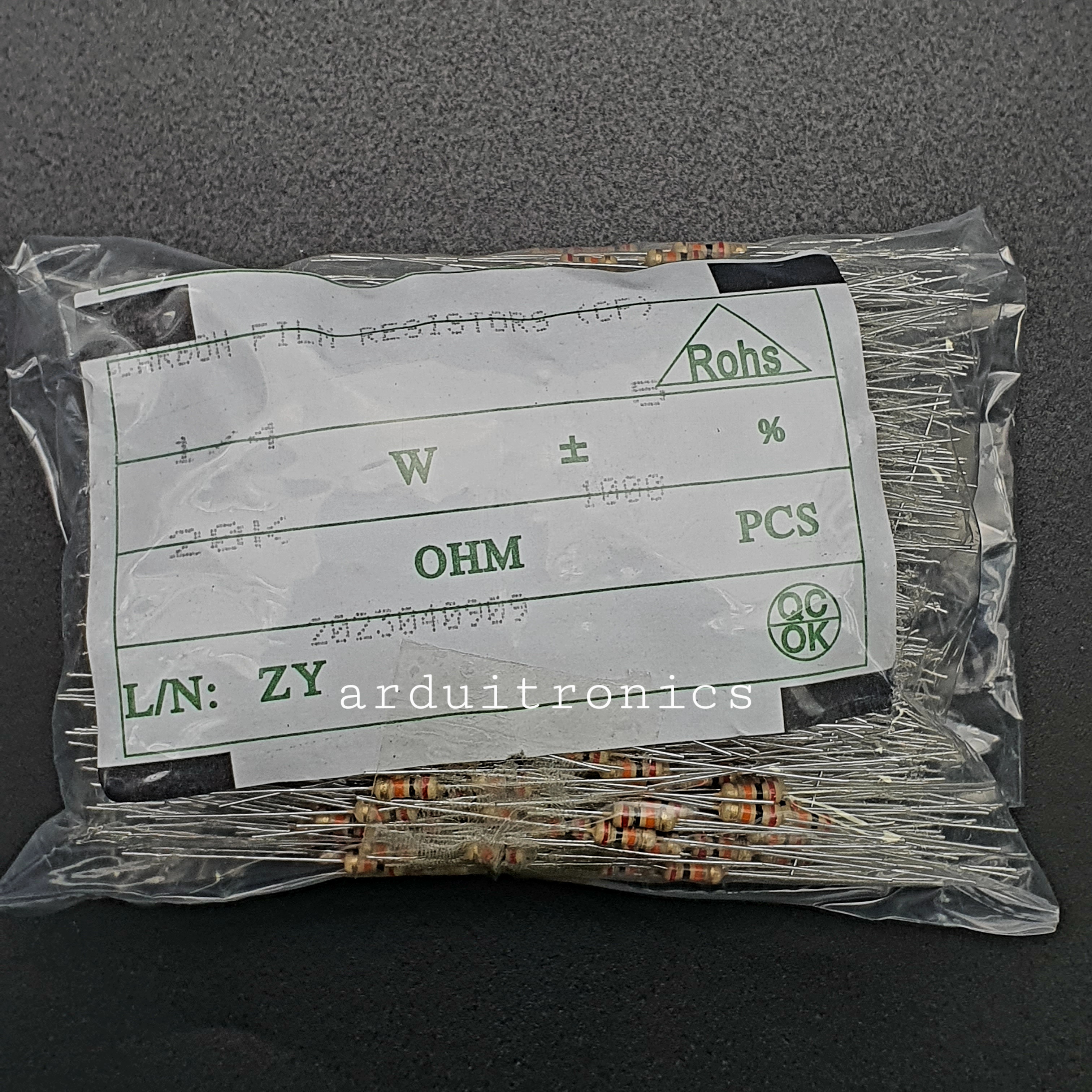Resistor 20K Ohm (1/4 W +-5%) แพ็คละ 1000 ตัว