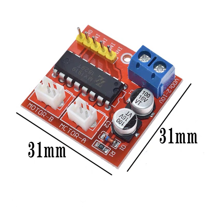 L298N บอร์ดขับมอเตอร์ 2 ตัว กำลังขับสูงสุด 2.5A (แถมสาย) Mini Dual Channel DC Motor Driver PWM Speed Control