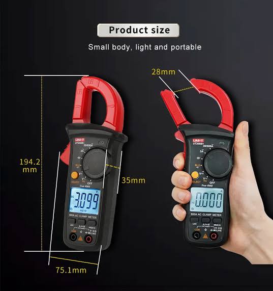 Digital Clamp Multi-meters with LCD Backlight (UNI-T UT200A+) Current Voltage Resistance Diode