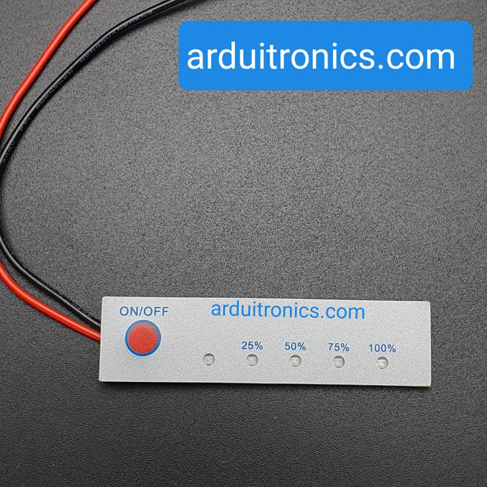 แผงแสดงไฟของถ่าน 12V แสดงผล 5 ระดับ พร้อมปุ่มกด 12V Battery Power Meter with 5 Levels
