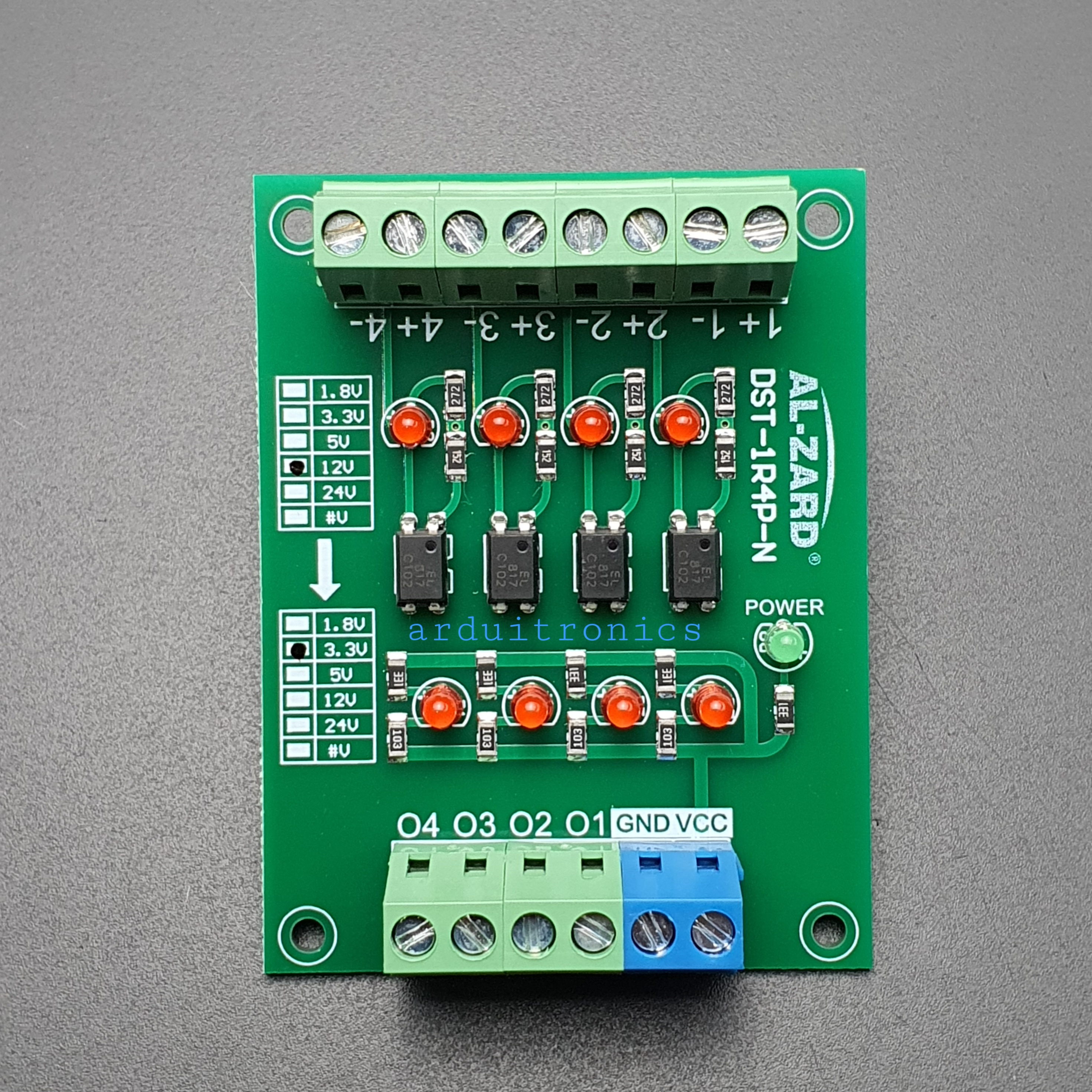 12V to 3.3V 4 Channel 12V - 3.3V Optocoupler Isolation Module PLC Signal Level Voltage Conversion Board