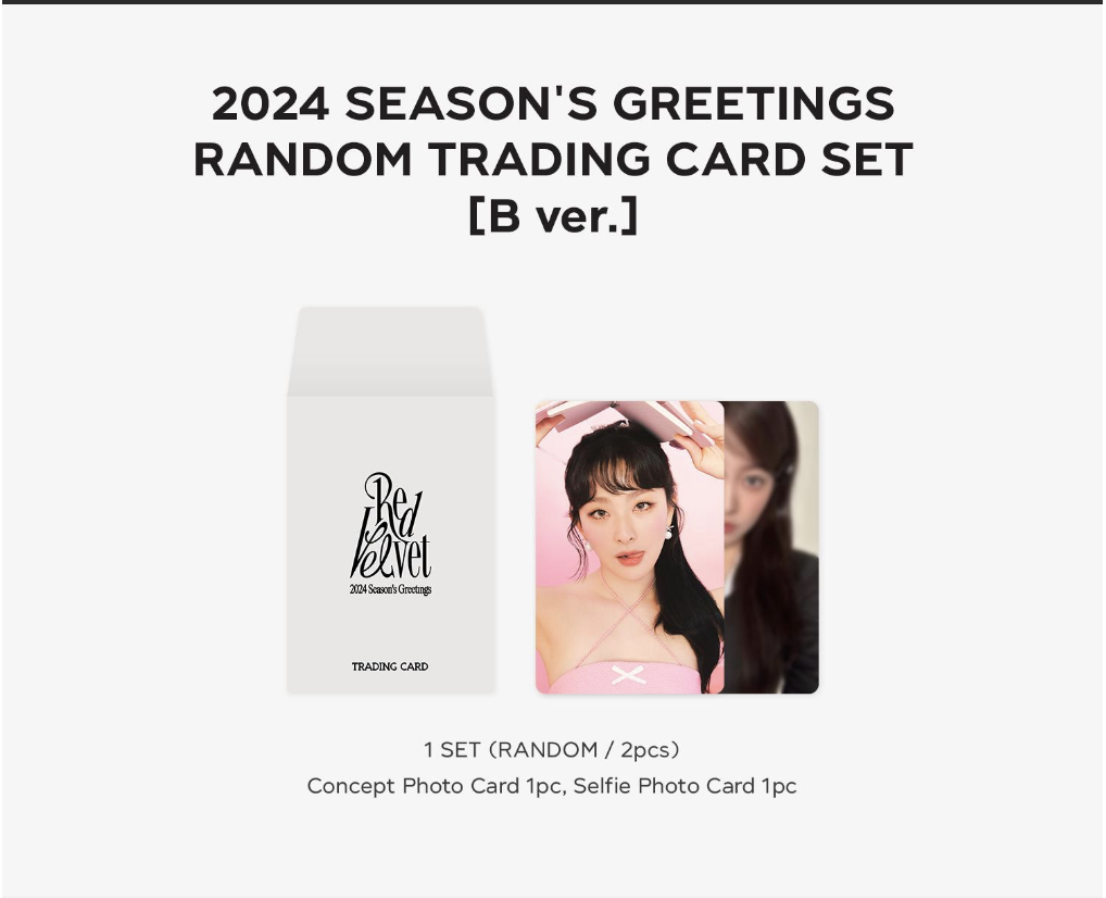 Red Velvet - 2024 SM ARTIST SEASON'S GREETINGS OFFICIAL MD - Random Trading Card set แบบ B ver การ์ดสุ่ม 2 ใบ