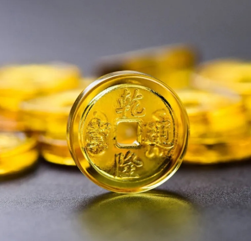 10ชิ้น100 เหรียญทอง คริสตัล เสริมฮวงจุ้ย