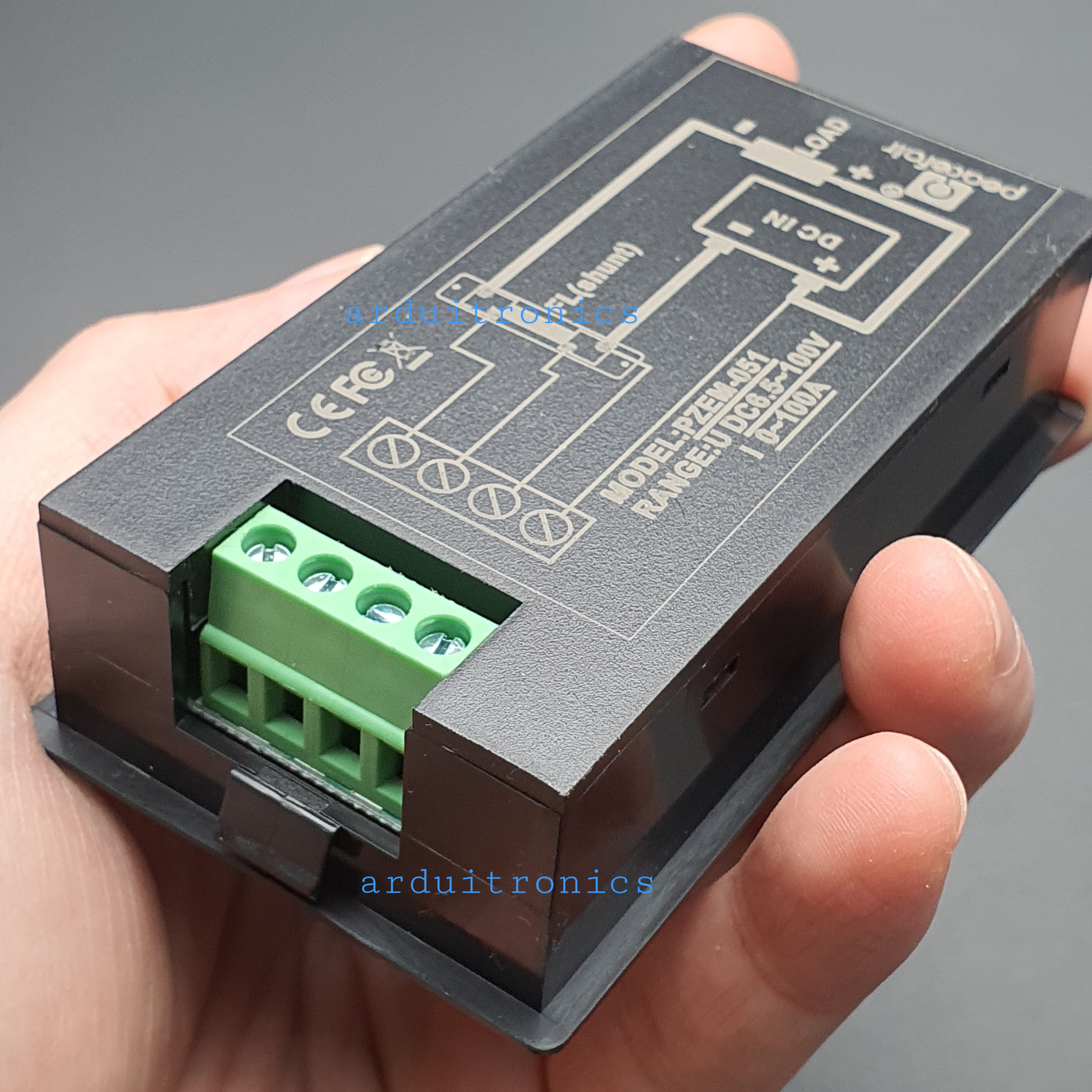 PZEM-051 DC V-A Panel Meter รุ่น PZEM-051-DC-100A (0-100A, 6.5-100V) + 50A External Shunt