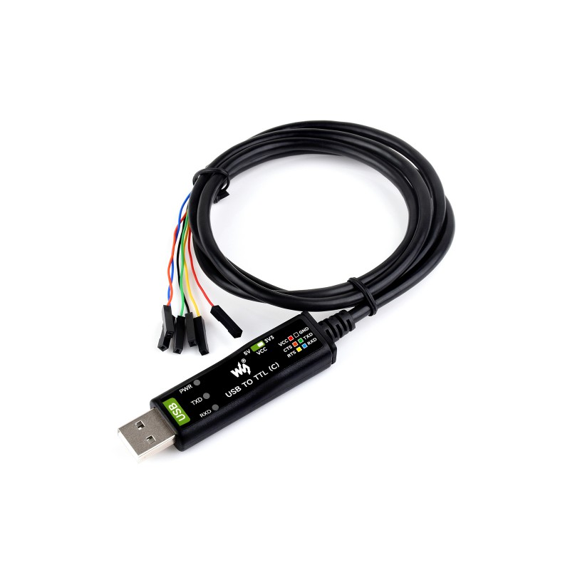 Industrial USB TO TTL (C) 6pin Serial Cable, Original FT232RNL Chip, Multi Protection Circuits, Multi Systems Support, With Hardware Flow Control (แท้จาก Waveshare)
