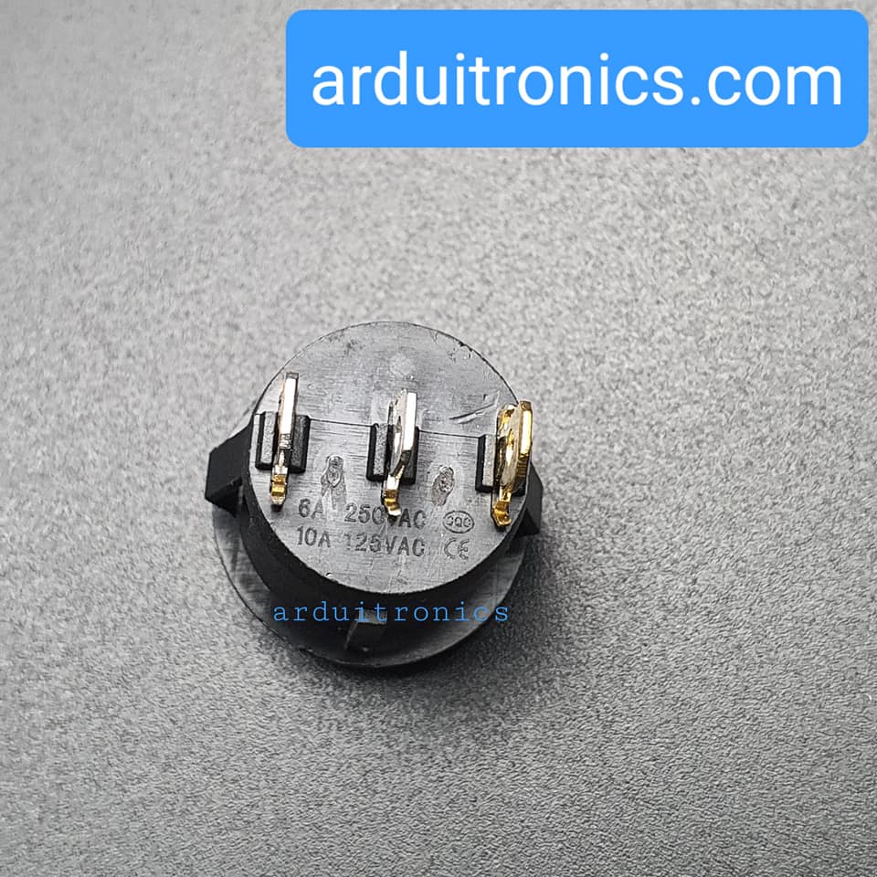 สวิตช์ไฟเปิด/ปิด KCD1 Rocker Switch Round 20mm 6A 250V 3 ขา On/Off - สีแดง สีดำ