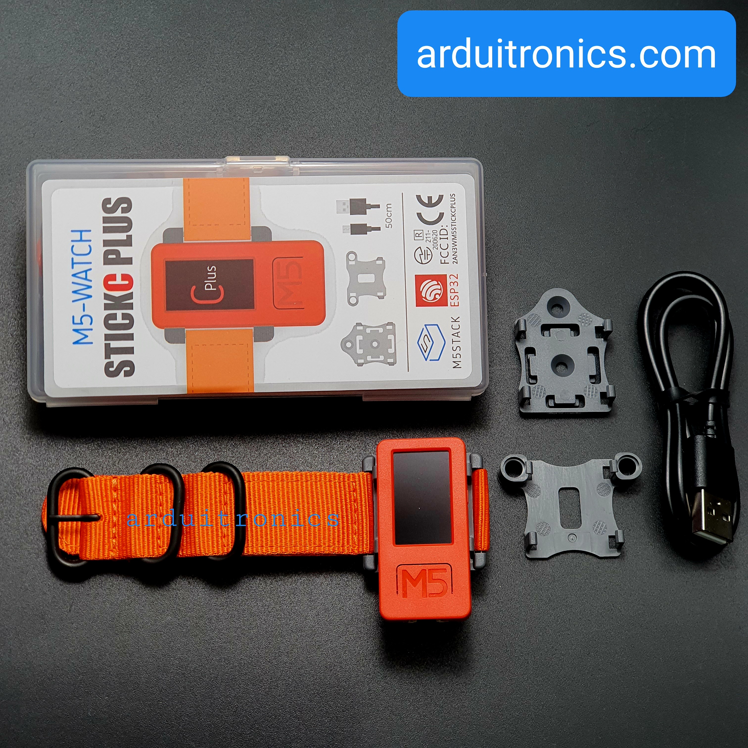 M5Stack M5StickC IoT (Watch) Development Kit + พร้อมสายนาฬิกาและฐานรอง (M5-WATCH STICKC PLUS)