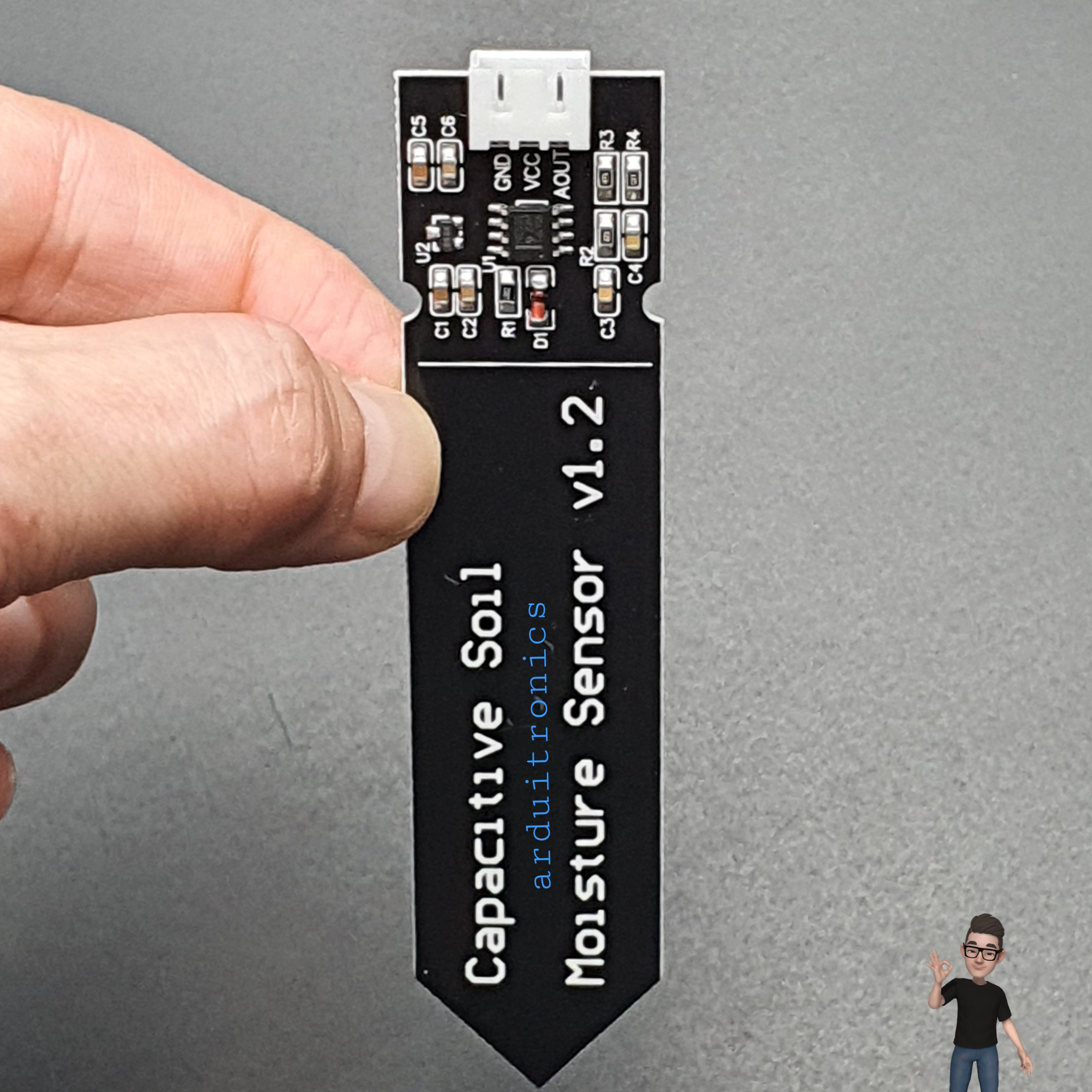 เซ็นเซอร์วัดความชื้นในดินแบบสัมผัส Capacitive Soil Moisture Sensor + สาย cable