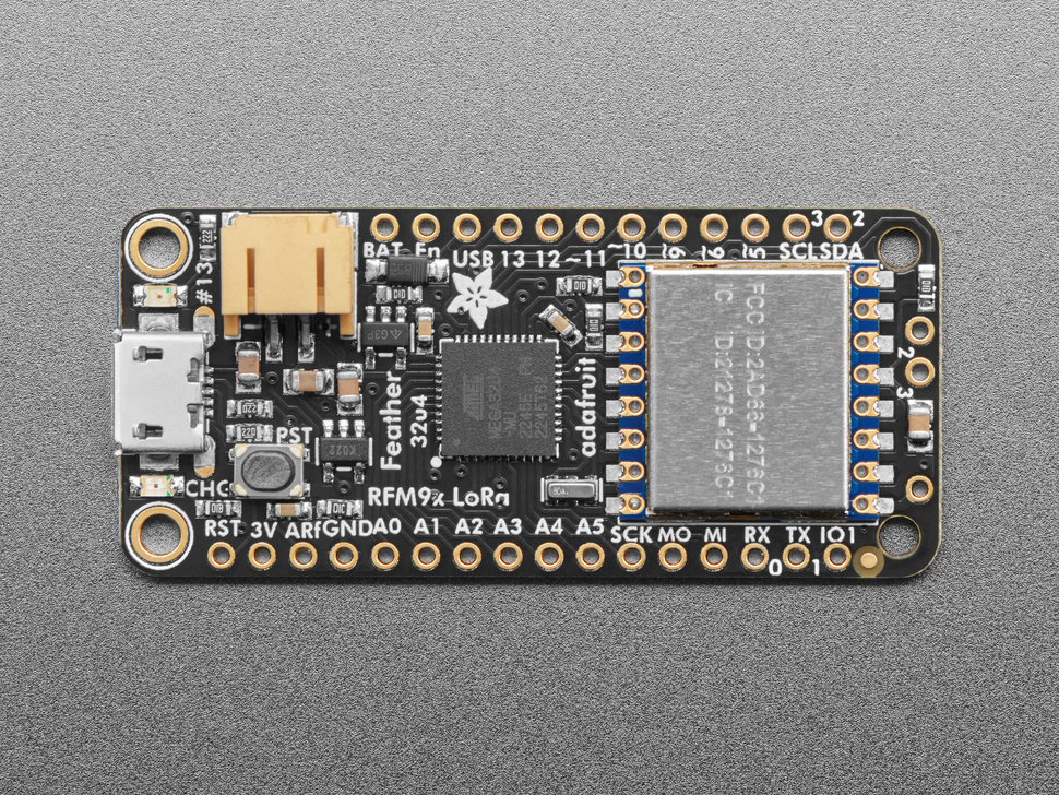 Adafruit Feather 32u4 RFM95 LoRa Radio- 868 or 915 MHz - RadioFruit (made in USA)