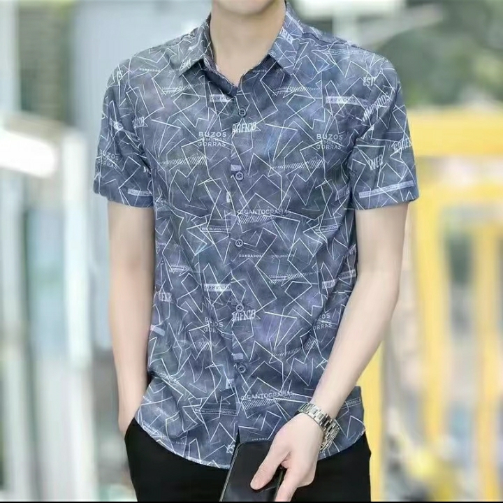 เสื้อเชิ้ตแขนสั้นผู้ชาย วินเทจ ผ้าบางไม่ร้อน เบอร์ m