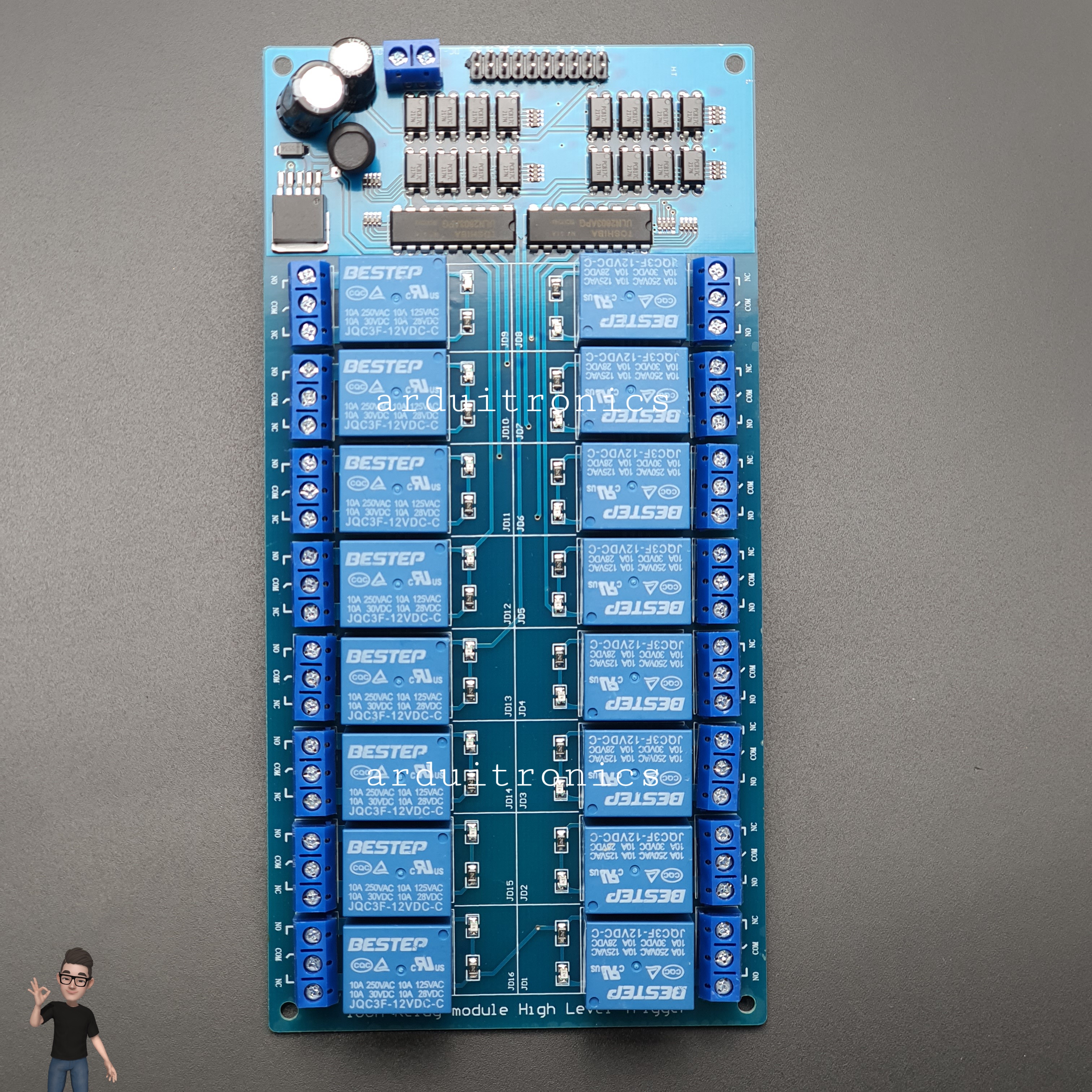 16 Channel Relay รีเลย์ 16 ช่อง (12V) High Level Trigger - หัวรีเลย์ยี่ห้อ BESTEP