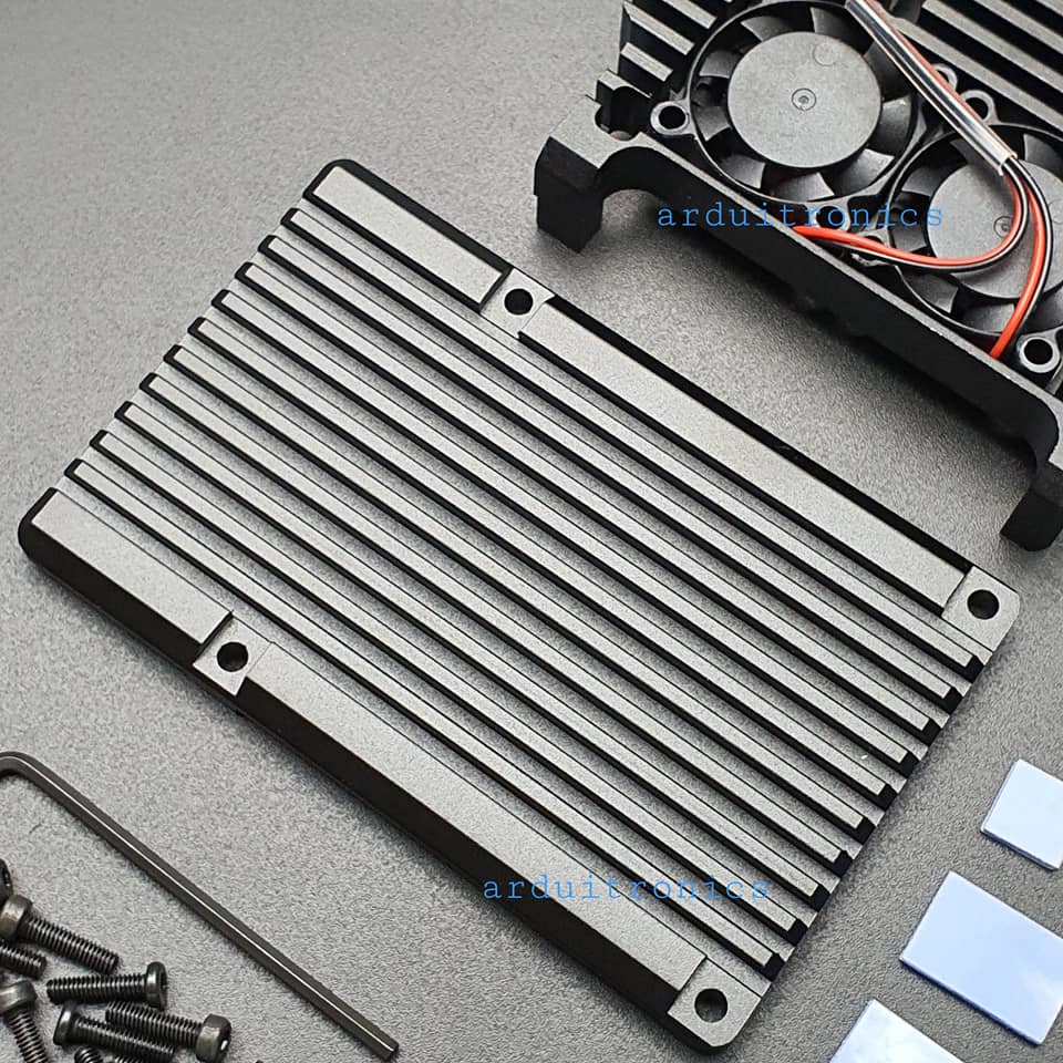 Aluminium Case for Raspberry Pi 4 with Dual Fan (Black)