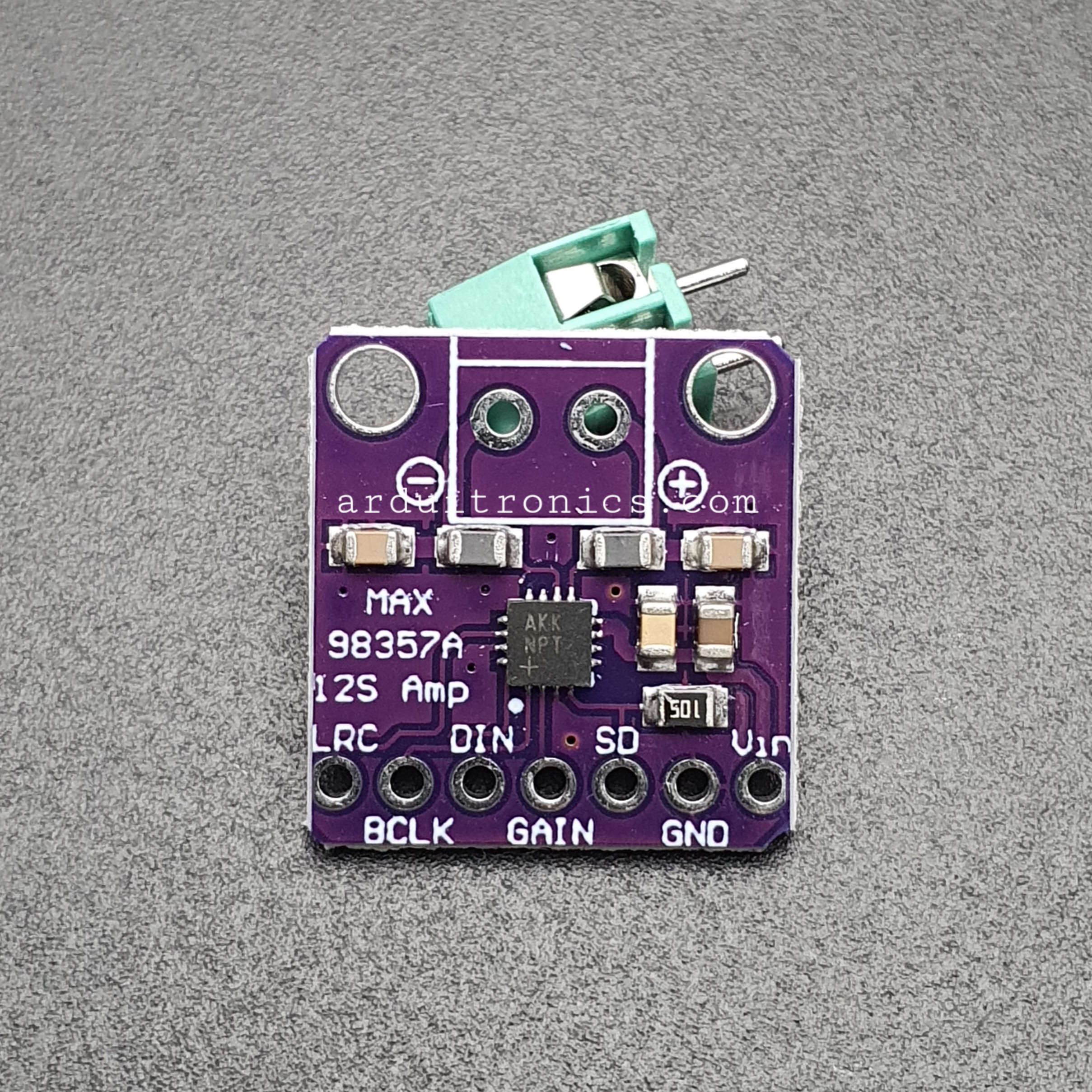 MAX98357 Amplifier Breakout Interface I2S Class D Module For ESP32 Raspberry Pi (แบบยังไม่ได้บัดกรี) PCB สีม่วง