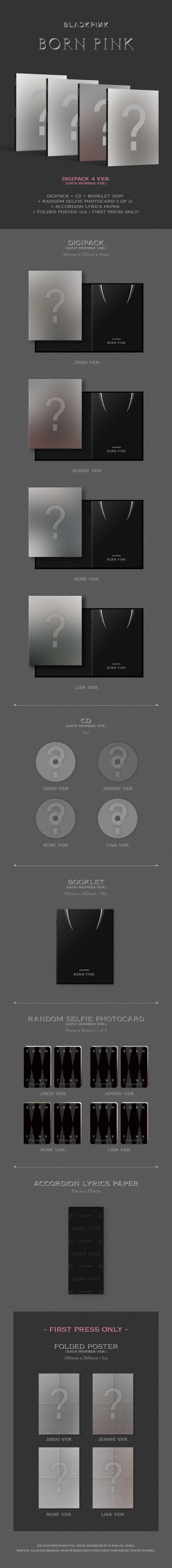 BLACKPINK - 2nd ALBUM [BORN PINK] DIGIPACK ver หน้าปก Rose - แบบ ได้ของแถมจาก yg - ส่งเรือ