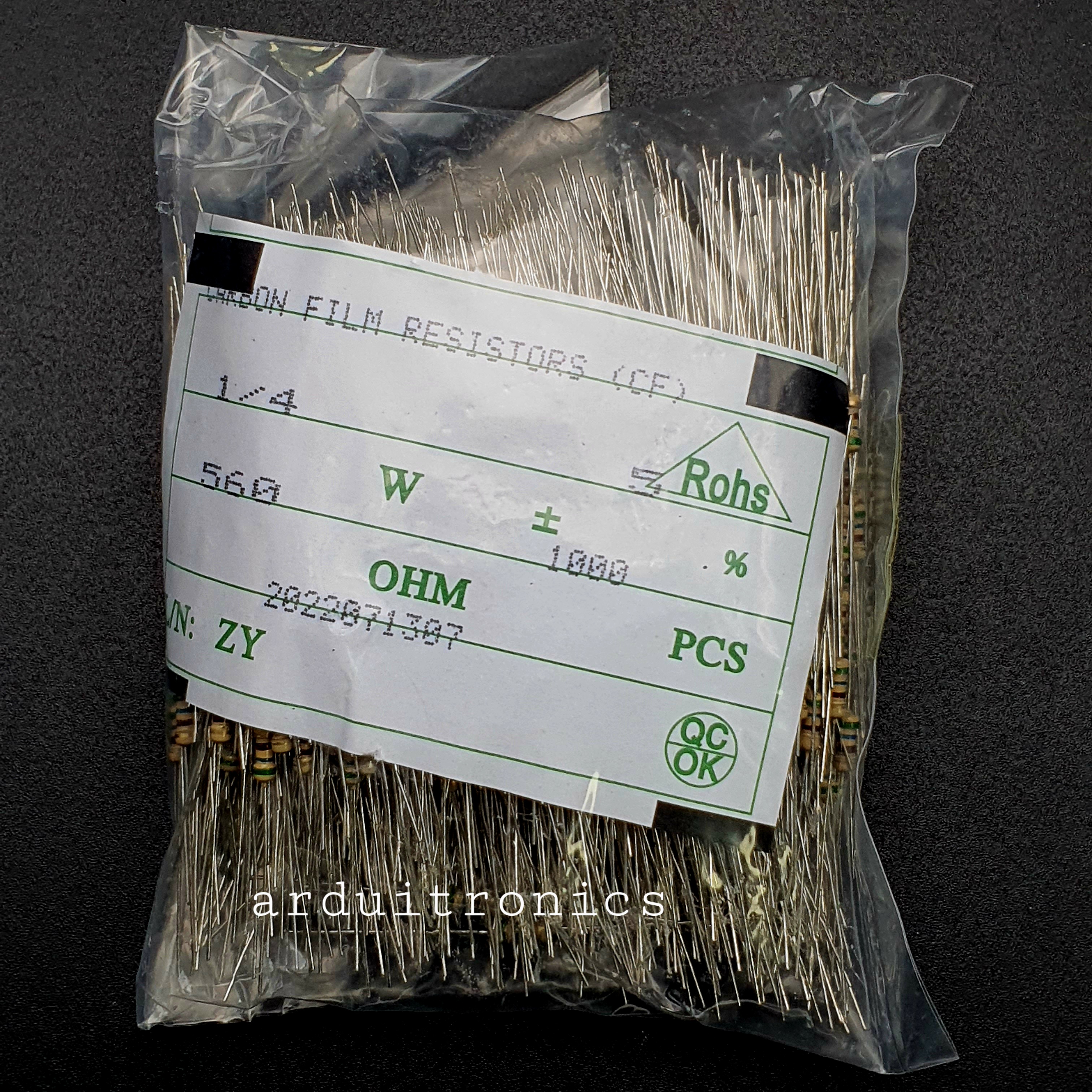 Resistor 560 Ohm (1/4 W +-5%) แพ็คละ 1000 ตัว