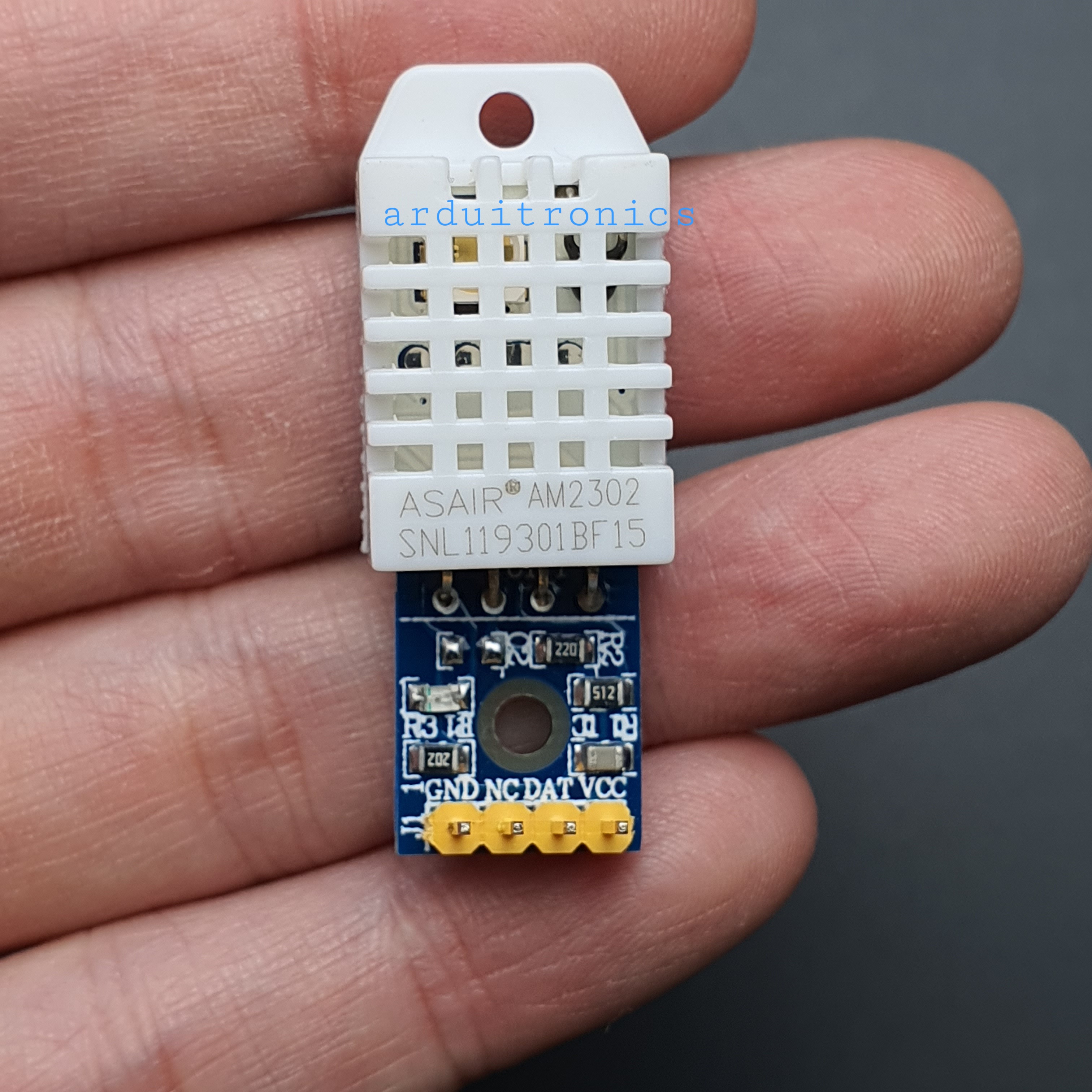 DHT22 AM2302 เซนเซอร์วัดอุณหภูมิและความชื้น DHT22 Module สำหรับ Arduino ( บนกรอบเซนเซอร์มีพิมพ์ ยี่ห้อ ASAIR AM2302) PCB สีน้ำเงิน