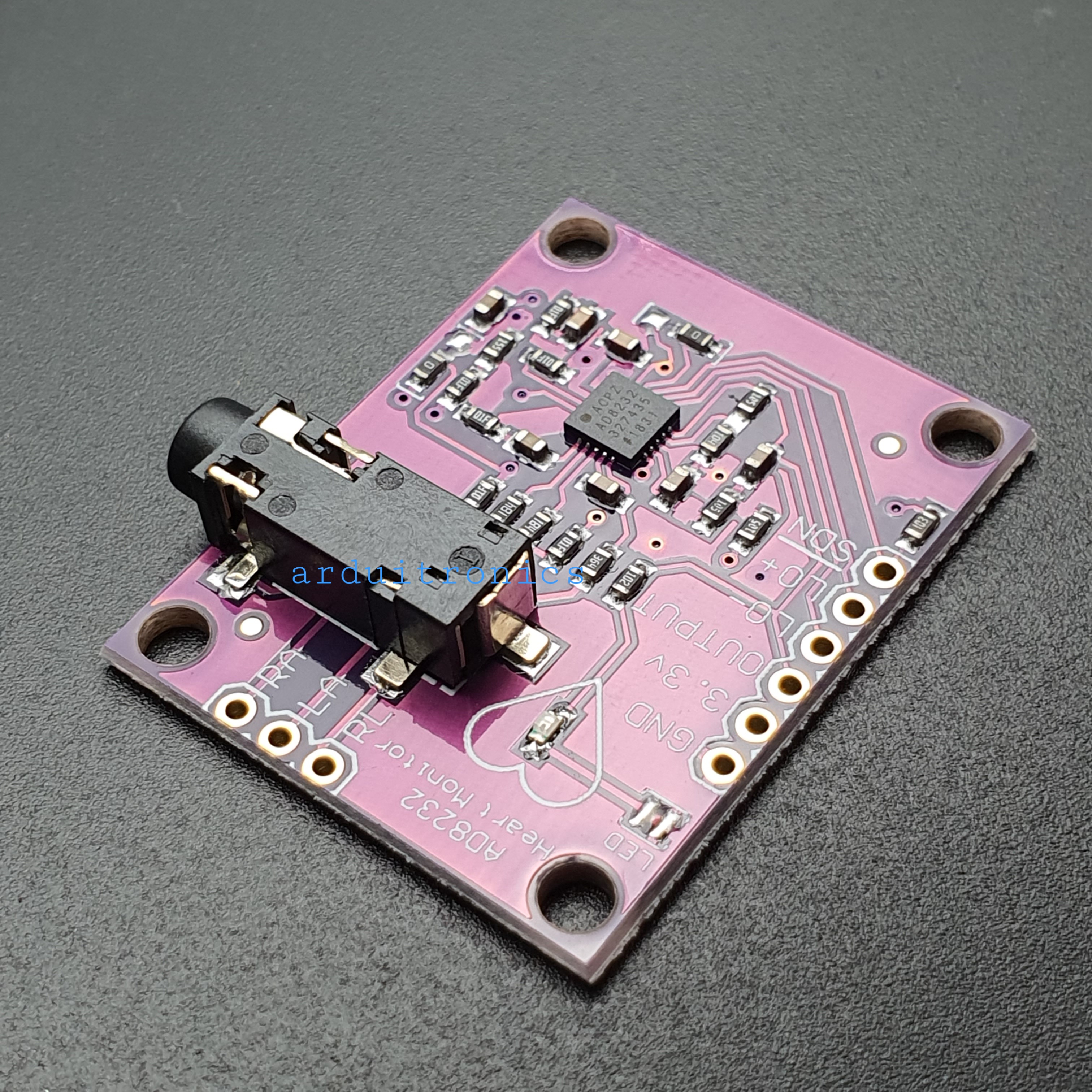 AD8232 Breakout (PCB สีม่วง) for Electrocardiogram (ECG) Heart Rate Monitor (ยังไม่บัคกรี)