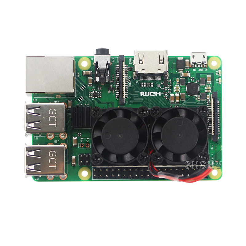 Dual Fan with built-in Dual Heat Sink Base for Raspberry Pi 4B/3B+/3B (แถม Heat Sink เล็กเพิ่มอีก 2 ชิ้น)