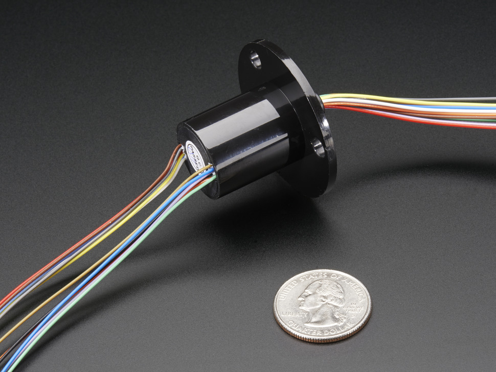 Slip Ring with Flange - 22mm Diameter, 12 Wires, Max 240V @ 2A